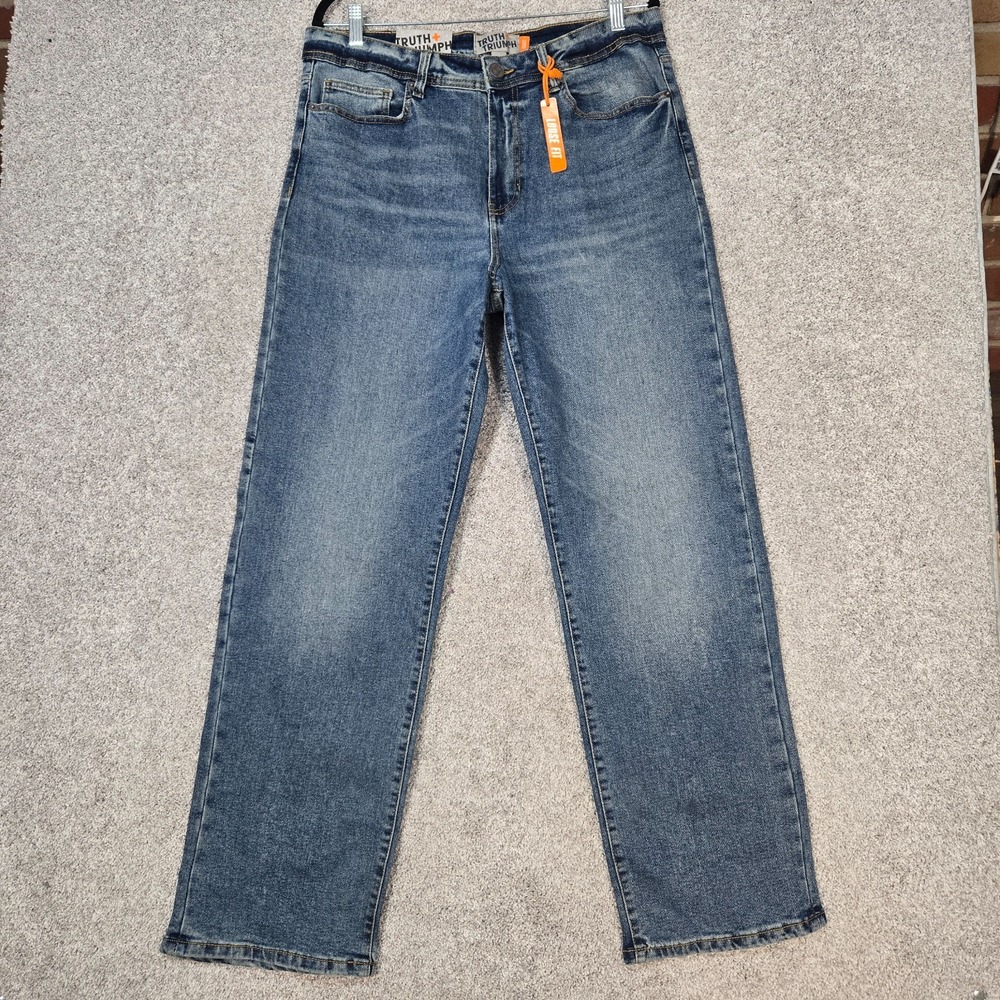 Truth + Triumph Loose Fit relaxed Stretch Denim Jeans Blue mens 34X32 NEW